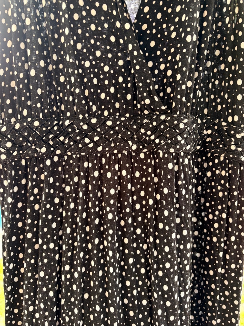 Relativity Black and Cream Polka Dot Maxi Dress